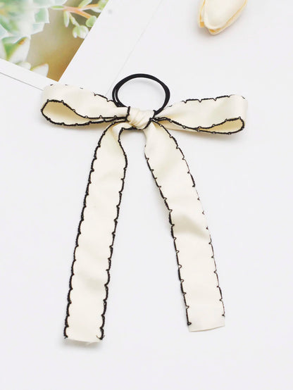 Fashion Long Tassel Streamer Elastic Ribbon Bowknot Christmas Hair Accessory