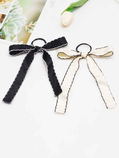 Fashion Long Tassel Streamer Elastic Ribbon Bowknot Christmas Hair Accessory