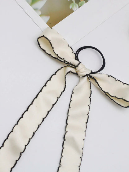 Fashion Long Tassel Streamer Elastic Ribbon Bowknot Christmas Hair Accessory