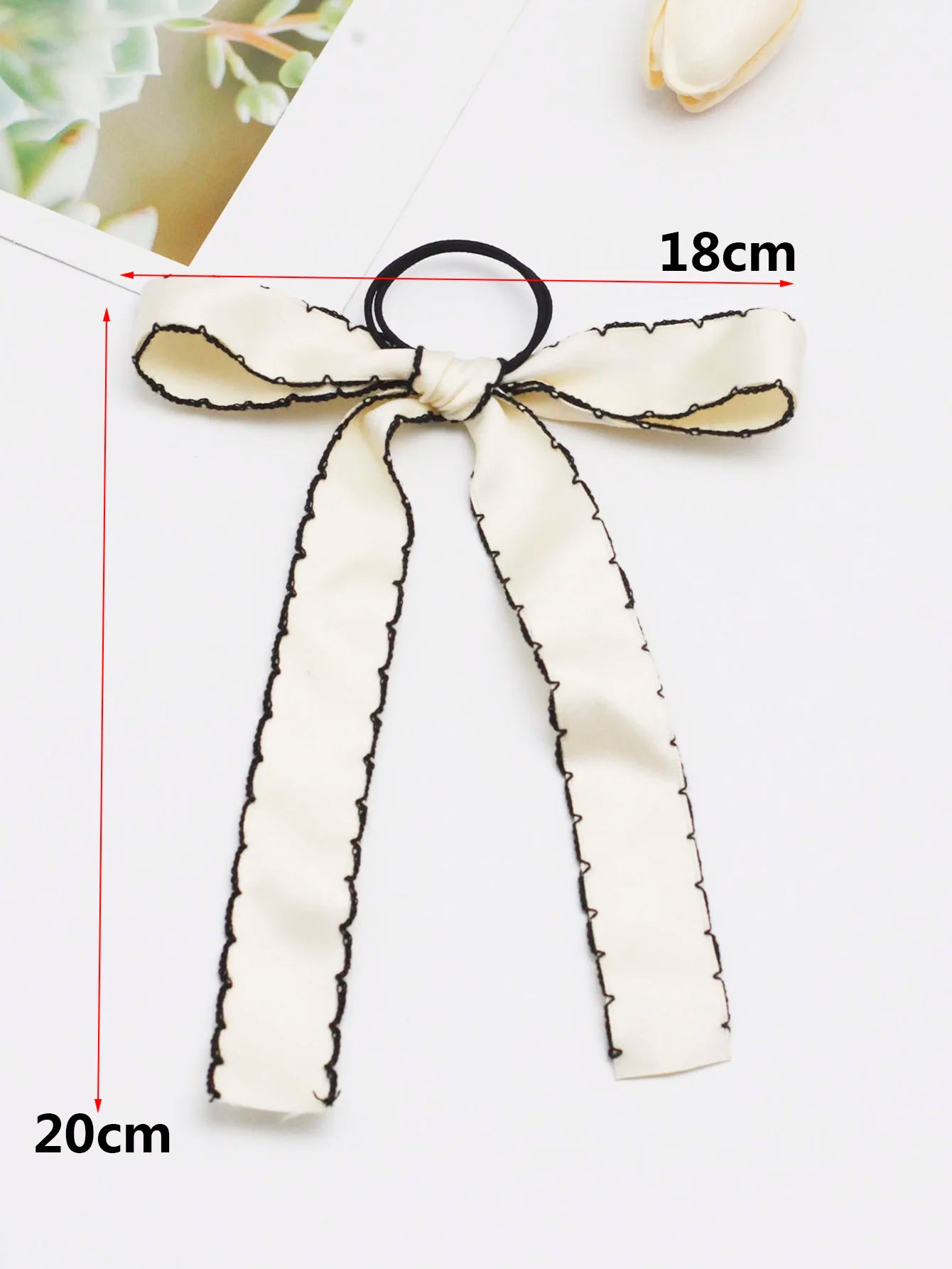 Fashion Long Tassel Streamer Elastic Ribbon Bowknot Christmas Hair Accessory