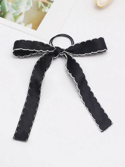 Fashion Long Tassel Streamer Elastic Ribbon Bowknot Christmas Hair Accessory