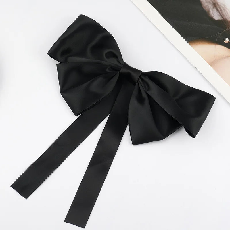 Korean Fashion Black Ribbon Elegant Bow Tie Christmas Hair Accessory