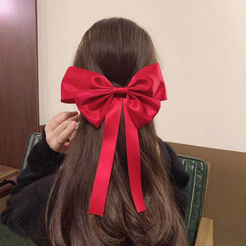 Korean Fashion Black Ribbon Elegant Bow Tie Christmas Hair Accessory