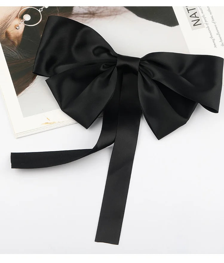 Korean Fashion Black Ribbon Elegant Bow Tie Christmas Hair Accessory