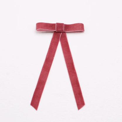 New PU Leather Bow Long Ribbon Duckbill Clip Christmas Hair Accessory