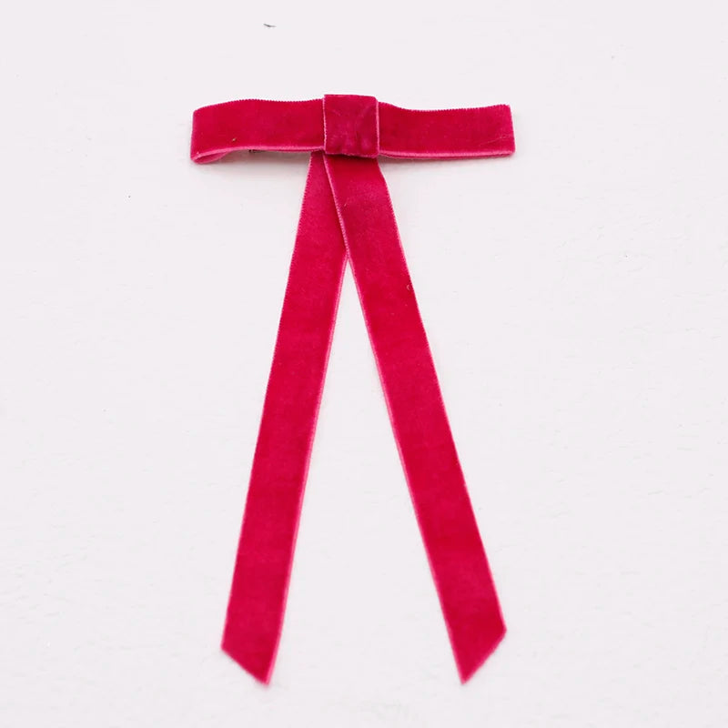 New PU Leather Bow Long Ribbon Duckbill Clip Christmas Hair Accessory