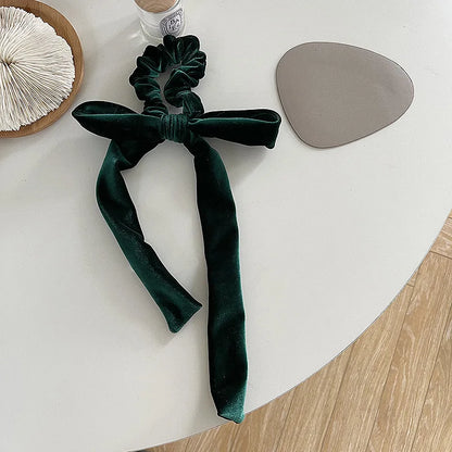 Velvet Long Ribbon Soft Elastic Bow Christmas Hair Accessory