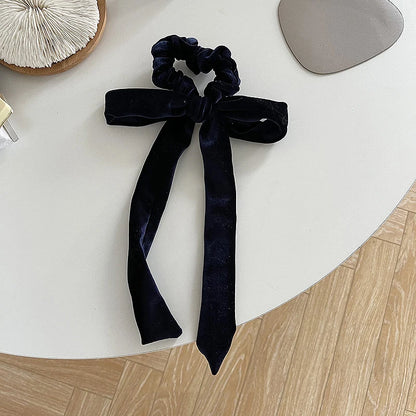 Velvet Long Ribbon Soft Elastic Bow Christmas Hair Accessory