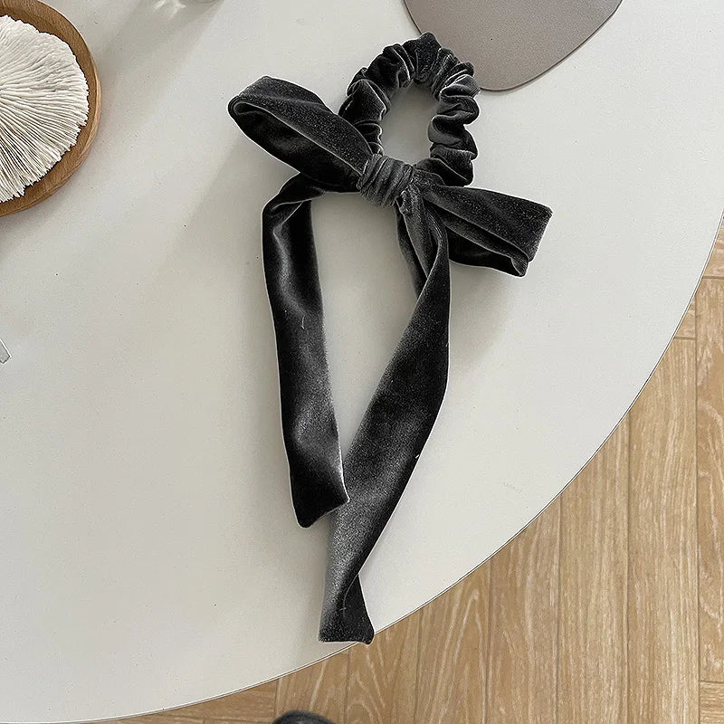 Velvet Long Ribbon Soft Elastic Bow Christmas Hair Accessory