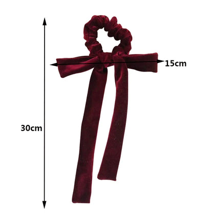 Velvet Long Ribbon Soft Elastic Bow Christmas Hair Accessory