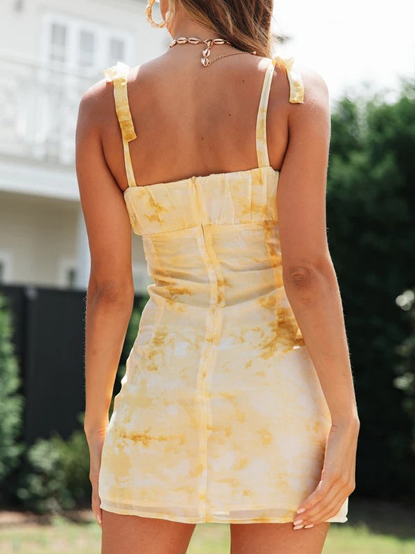 Tie Shoulder Ruched Bust Cami Dress Mini Dresses