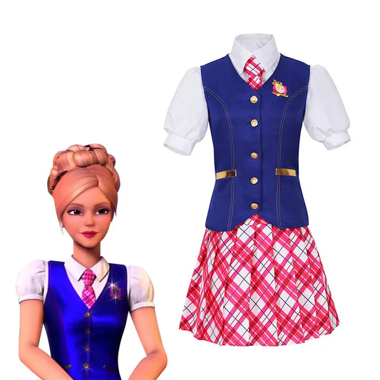 Barbie Princess School Uniform Top Skirt Halloween Carnival Party