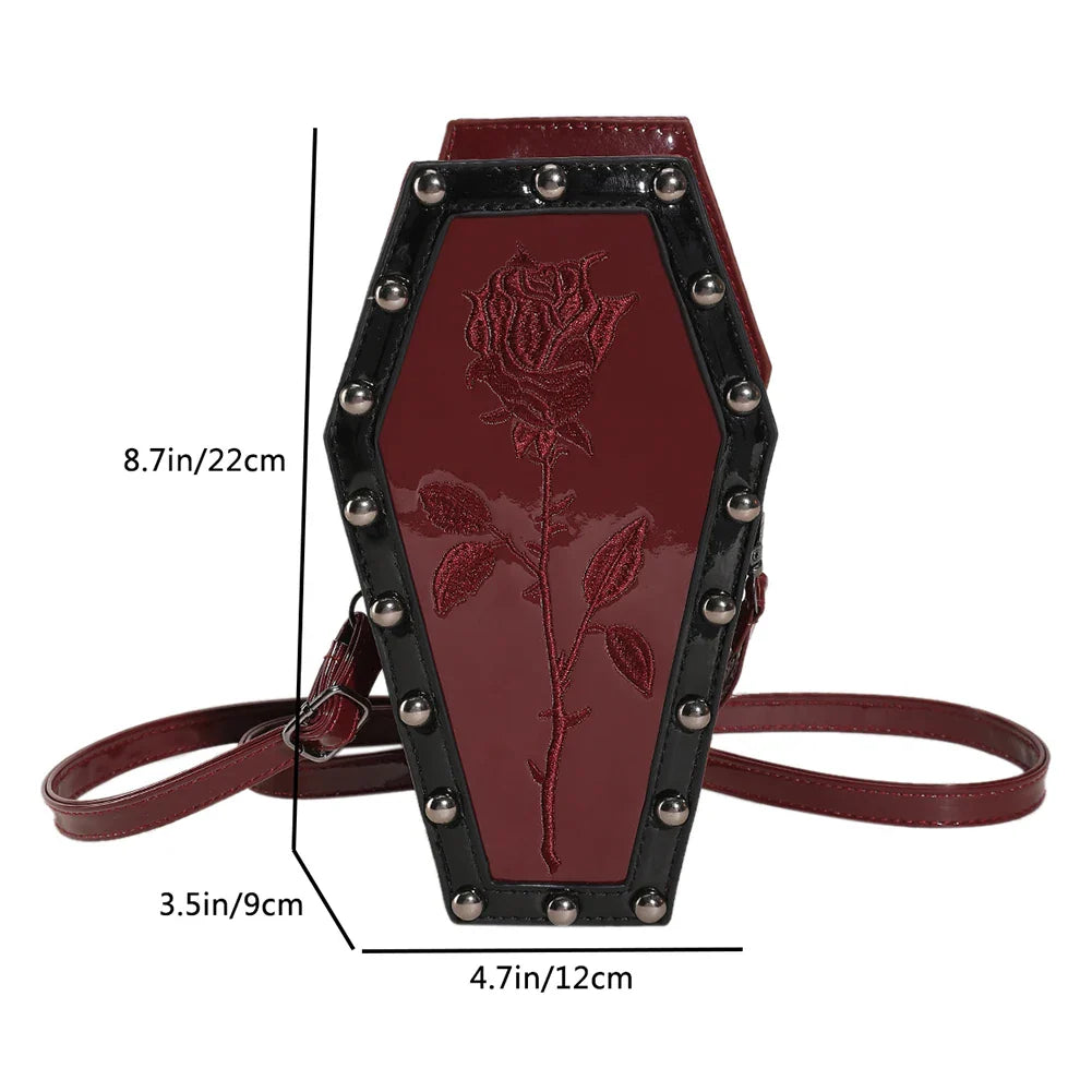 Novelty Halloween Sling Spider PU Gothic Leather Coffin Web Shape Bag