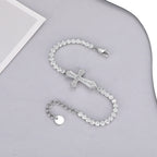 Sparkly Full Zircon Cross Titanium Steel Fadeless Chain Bracelet