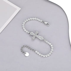 Sparkly Full Zircon Cross Titanium Steel Fadeless Chain Bracelet