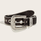 Rhinestone Sequin Wide Denim Belt