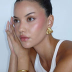 Feathered Ruched Triangle Earrings