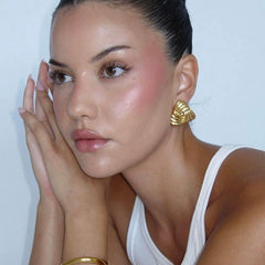 Feathered Ruched Triangle Earrings