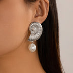 Seashell Pearl Mix Textured Stud Earrings