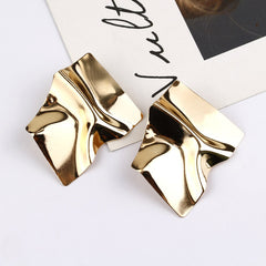 Asymmetrical Mirror Polished Statement Earrings