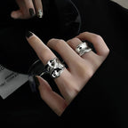 Vintage Textured Silver Open Index Ring