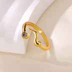 Wavy Evil Eye Open Geometric Zirconia Ring