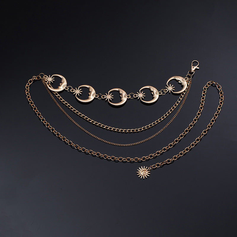 Adjustable Sunflower Moon Metal Waist Chain