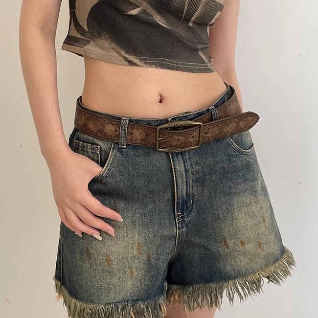 Vintage Embossed Leather Waist Belt Main image