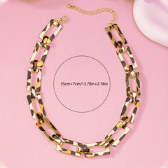 Punk Leopard Print Chunky Chain Choker Necklace