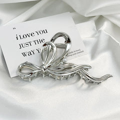 Premium Bow Metallic Large Hair Claw