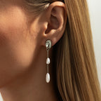 Retro Irregular Faux Pearl Long Metal Geometric Earrings
