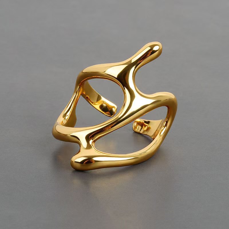 Hollow Geometric Irregular Open Knuckle Ring Main image