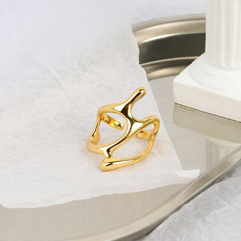 Hollow Geometric Irregular Open Knuckle Ring Secondary image