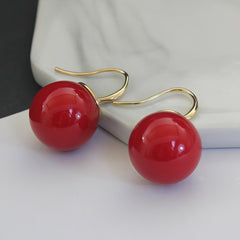 Red Cinnabar Hypoallergenic Hook Earrings