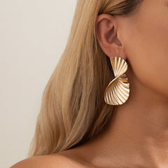 Irregular Liquid Metal Ruched Geometric Thread Earrings