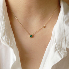 Emerald Square Pendant Jewelry Necklace