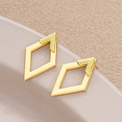 Geometric Double Layer Diamond Earrings