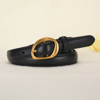 Vintage Glossy Edge Irregular Buckle Leather Belt