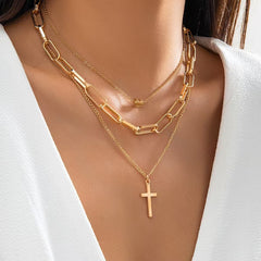 Multi Layer Cross Pendant Gothic Necklace