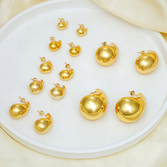 Polished Teardrop Gold Plated Gourd Stud Earrings