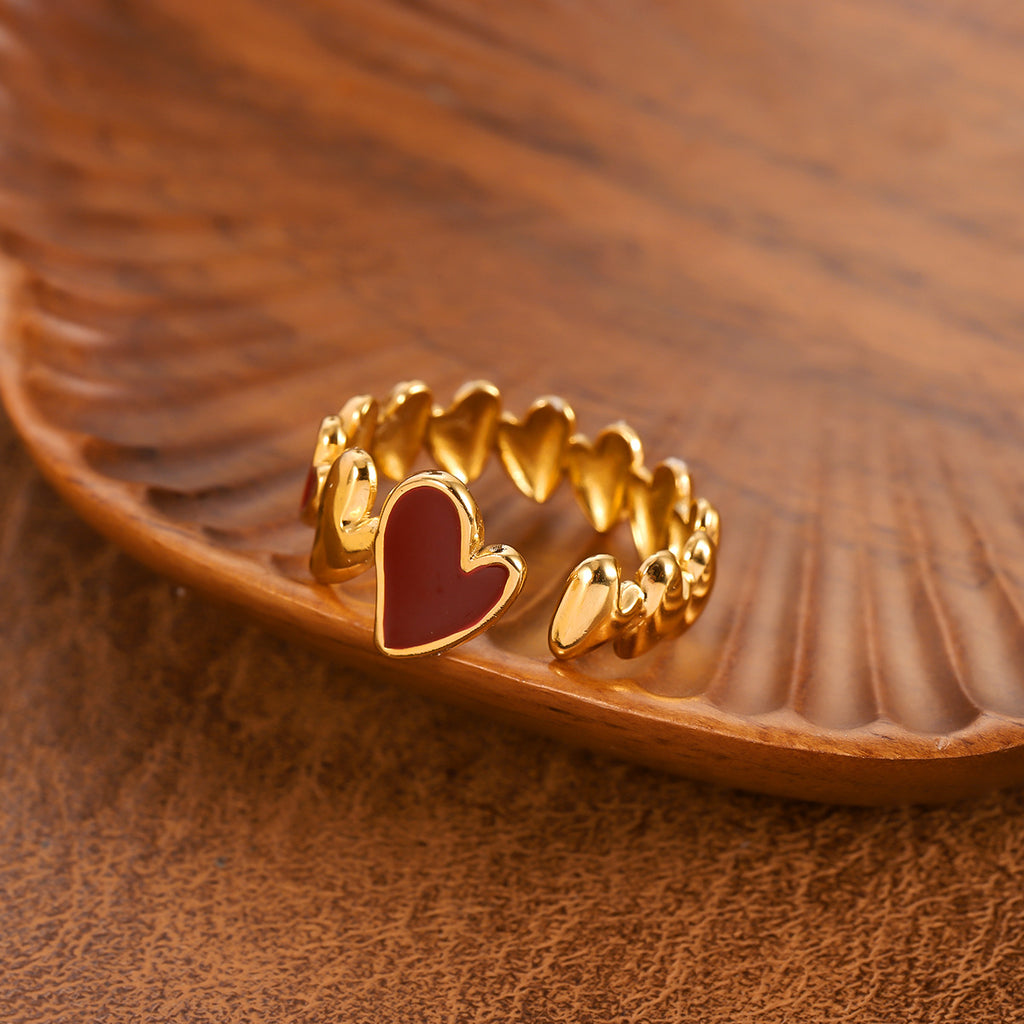 18K Gold Plated Heart Open Adjustable Ring