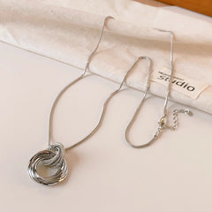 Wrapped Circle Pendant Layered Necklace