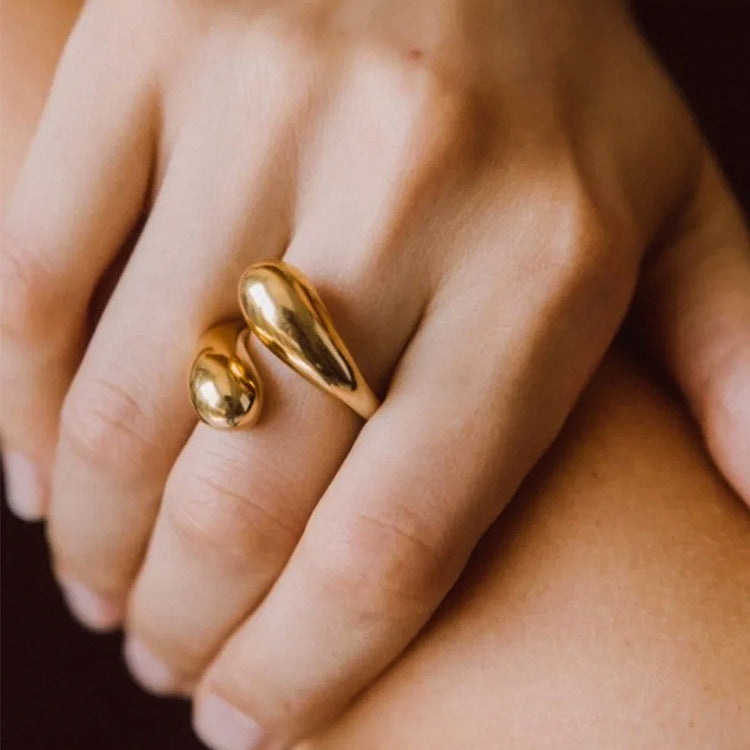Minimalist Titanium Steel Open Stacking Ring Main image