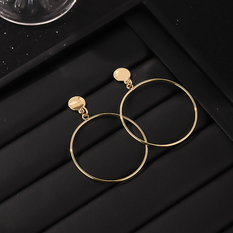 Bold Geometric Gold Alloy Hoop Earrings