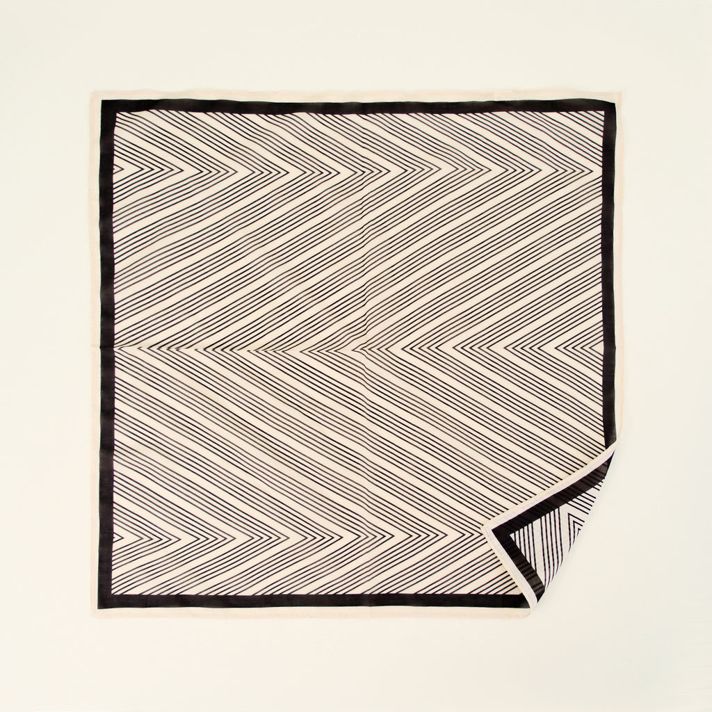 Silk Cotton Slim Square Mixed Print Neck Scarf