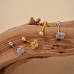 Gold Plated Micro Pavé Clover Stud Earrings