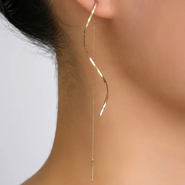 Wavy Spiral Drop Threader Earrings Main image