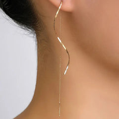 Wavy Spiral Drop Threader Earrings
