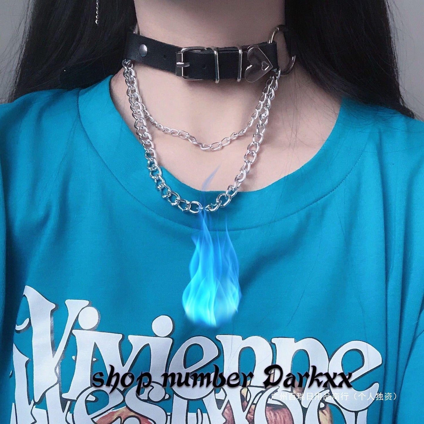 Gothic Belt Chain Heart Choker for JK Uniform Style