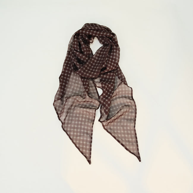 Brown Vintage Plaid Long Lightweight Neck Scarf Main image